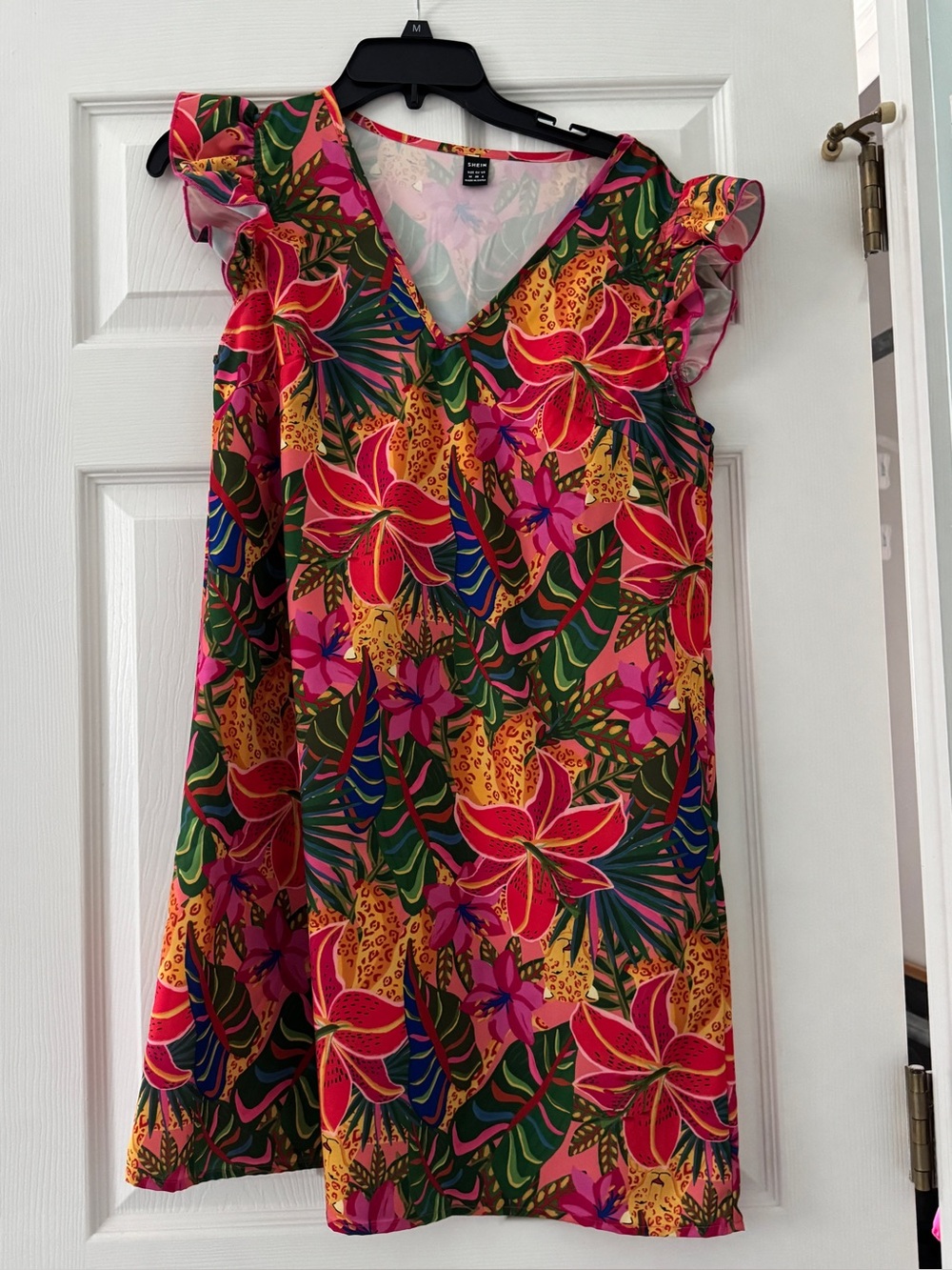 SHEIN Pastel Floral Blouse in Pink, Green & Coral Trim